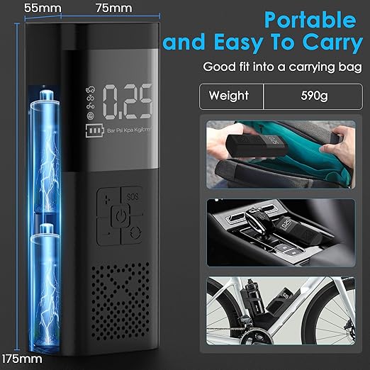 منفاخ إطارات كهربائي لاسلكي محمول – 150 PSI Smart Air Pump | بطارية 20000mAh