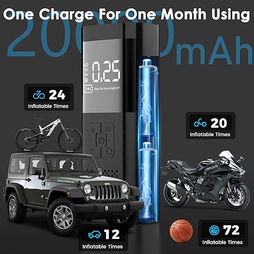 منفاخ إطارات كهربائي لاسلكي محمول – 150 PSI Smart Air Pump | بطارية 20000mAh