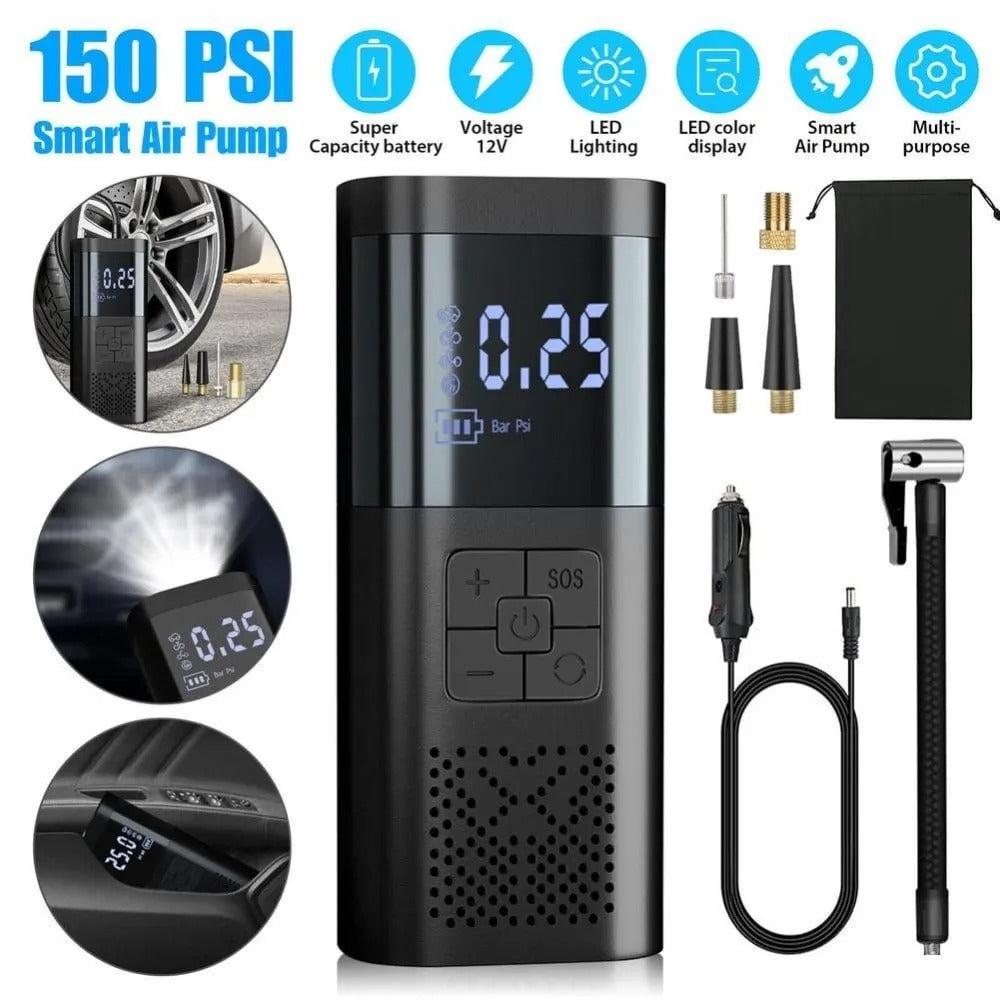 منفاخ إطارات كهربائي لاسلكي محمول – 150 PSI Smart Air Pump | بطارية 20000mAh