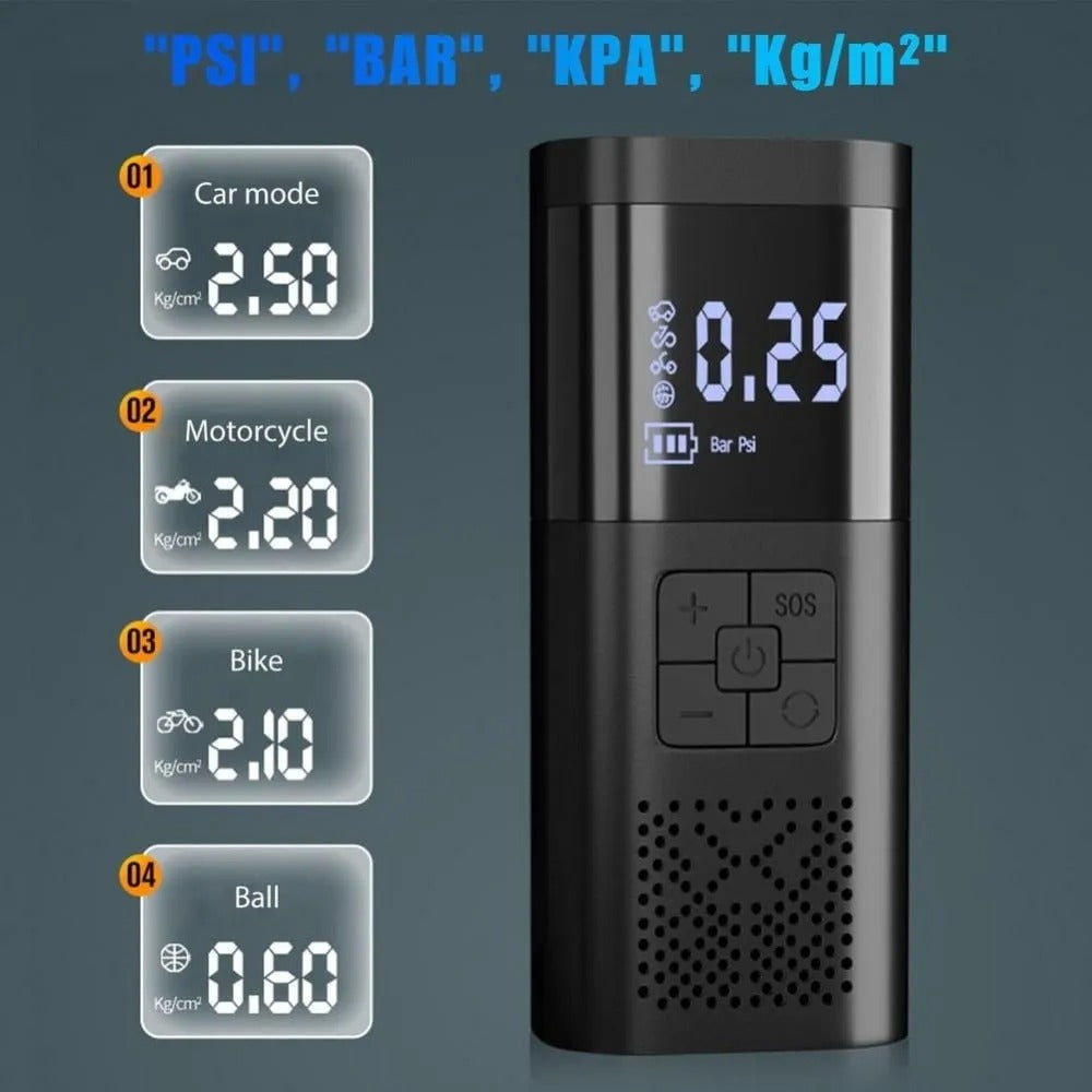 منفاخ إطارات كهربائي لاسلكي محمول – 150 PSI Smart Air Pump | بطارية 20000mAh